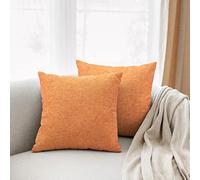 All Smiles Orange Cushion Covers Outdoor Autumn Décorations Garden Décor Pillow Covers 18"x18" Set of 2 for Sofa Bedroom Living Room,Terracotta Burnt Orange