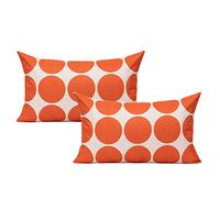 All Smiles Orange Lambar Rectangle Throw Pillow Covers Cases Oblong Accent Decorative Cushion 12x20 Set of 2 Home Décor Square for Couch Sofa Chair, Geometric Dot Circle