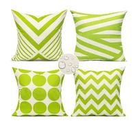 All Smiles Spring Outdoor Green Decorative Throw Pillow Covers Cases Cushion Home Decor Fall Accent Square 16 x 16 Set of 4 for Patio Couch Sofa,Lime Green Geometric