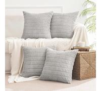 All Smiles Taupe Decorative Throw Pillow Covers 18x18 Set of 4 Farmhouse Home Corduroy Square Cushion Case for Decor Living Room Couch Bed Sofa