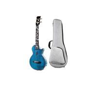 All Solid Flame Maple One-Body High Gloss Finish With Built-in Pickup And Deluxe Ukelele Case Ukulele Starter Kit(Blue)