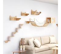 All Solid Wood Cat Climbing Frame Set, Wall-Mounted Cat Wall Furniture, Space-Saving, for Wall Cat Climbing Shelf and Perch(Set3)