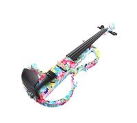 All Solid Wood Electric Full Size Silent Violin Violin Blue Pink Flowers Printed On The Body