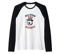 All-Star Kickoff Soccer Art Raglan Baseball Tee