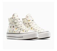 Converse Women's Chuck Taylor All Star Lift Platform Embroidered Blooms Sneaker, Egret/Vintage White/Black, 3.5 UK