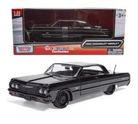 All Star Toys 1964 Chevy Impala Black with Custom Deep Dish Wheels 1/24 Diecast Model Blacked Out Lowrider Motormax Exclusive 73259