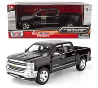 All Star Toys Exclusive 2018 Silverado 1500 LTZ Crew Cab Black with Chrome Trim 1:27 Diecast Model Motormax 79353