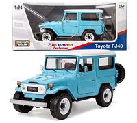 All Star Toys Toyota Land Cruiser FJ40 Sky Blue with Custom Off-Road Wheels 1/24 Diecast Model by Motormax 79323 Exclusive FJ Cruiser J40