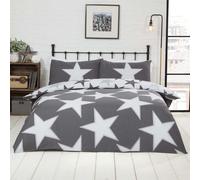 All Stars Reversible Fun Duvet Quilt Cover Set Bed Linen Silver/Grey Navy Red