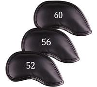 All Teed Up Premium Magnetic Leather Iron and Wedge Golf Club Head Covers | Set of 10 | Fits Most Clubs | Embroidered Club Label on Both Sides of Club Head Cover