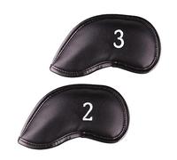 All Teed Up Premium Magnetic Leather Iron and Wedge Golf Club Head Covers | Set of 10 | Fits Most Clubs | Embroidered Club Label on Both Sides of Club Head Cover