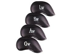 All Teed Up Premium Magnetic Leather Iron and Wedge Golf Club Head Covers | Set of 10 | Fits Most Clubs | Embroidered Club Label on Both Sides of Club Head Cover (Aw,Gw,Sw,Lw (Set of 4 Covers))