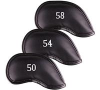 All Teed Up Premium Magnetic Leather Wedge Club Head Covers Set of 3 Fits Most Clubs Embroidered Club Label on Both Sides of Club Head Cover (50,54,58)