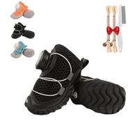 All-Terrain Dog Shoes with Anti-Slip Soles & Dial Adjustment, Fuzzy Breathable Water-Resistant Dog Boots, Anti-Slip Rubber Sole Reflective All Season Paw Protectors (Black,Small)