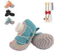 All-Terrain Dog Shoes with Anti-Slip Soles & Dial Adjustment, Fuzzy Breathable Water-Resistant Dog Boots, Anti-Slip Rubber Sole Reflective All Season Paw Protectors (Blue,XX-Large)