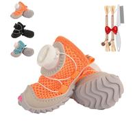 All-Terrain Dog Shoes with Anti-Slip Soles & Dial Adjustment, Fuzzy Breathable Water-Resistant Dog Boots, Anti-Slip Rubber Sole Reflective All Season Paw Protectors (Orange,XX-Large)