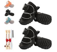 All-Terrain Dog Shoes with Anti-Slip Soles & Dial Adjustment, Fuzzy Breathable Water-Resistant Dog Boots, Anti-Slip Rubber Sole Reflective All Season Paw Protectors (Black*2,X-Large)