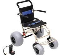 All-Terrain Foldable Beach Cart with 12x9 Seat, Big Wheels, Portable Transport Chair with Footrests for Soft Sand, Beach Travel, Outdoor Adventure