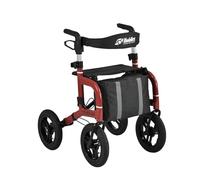 All Terrain Rollator with Pneumatic Tires | Outdoor Walker with Big Wheels & Seat | Mobilex Puma Air (Red)