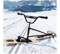 All-Terrain Snow Scooter, Dual-Board Ski Machine Snow Sled with Aluminum Alloy Frame & 360° Steering, for Backcountry, Snow Parks & Groomed Trails Wood