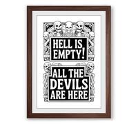 All The Devils Are Here Typography Framed Wall Art Print A1 (84.1×59.4cm) Walnut, Wall Decor for Living Room, Bedroom, Office & Home, Ready to Hang, Art Gift