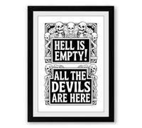 All The Devils Are Here Typography Framed Wall Art Print A3 (42×29.7cm) Black, Wall Decor for Living Room, Bedroom, Office & Home, Ready to Hang, Art Gift