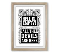 All The Devils Are Here Typography Framed Wall Art Print A3 (42×29.7cm) Oak, Wall Decor for Living Room, Bedroom, Office & Home, Ready to Hang, Art Gift