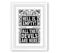 All The Devils Are Here Typography Framed Wall Art Print A3 (42×29.7cm) White, Wall Decor for Living Room, Bedroom, Office & Home, Ready to Hang, Art Gift