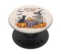 All the Fall Things Witch Skeleton Autumn Cat Pumpkin Design PopSockets Adhesive PopGrip