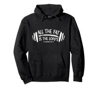 All The Fat Is The Lord's Funny Christian Gym Lover Dumbbell Pullover Hoodie