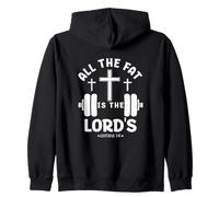 All The Fat Is The Lord's Funny Christian Gym Lover Dumbbell Zip Hoodie