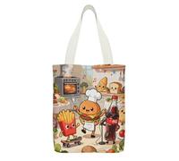 All The Fun Things Tote Bag Fashion Shopping Bag with Inner Pocket Exquisite Canvas Handbag Double Sided Print Shoulder Container Lightweight Reusable Grocery Pocket for Women Cute Shopper Tote