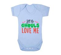 All The Ghouls Love Me Halloween Statement Baby Grow Vest, 0-3 Months, Pastel Blue