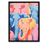 All The Pastel Elephants By Sofia Francis Herd Of Colourful African Artwork Painting Artwork Framed Wall Art Print A4