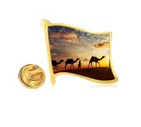 All the Way to the Silk Road Camel Desert Golden Metal Flag Lapel Pin Badge