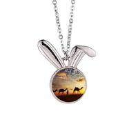 All the Way to the Silk Road Camel Desert Rabbit Necklace Pendant Bunny Animal Jewelry Gift