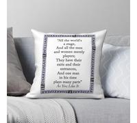 All The Worlds Is A Stage Shakespeare Square Pillowcase Polyester Linen Velvet Creative Zip Decor Pillow Case Home Cushion Case