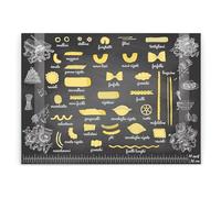 All Things Pasta Large Rectangular Glass Worktop Protector - Novelty Italian Cooking Gift - Smooth Kitchen Chopping/Cutting Board Worktop Saver with Non-Slip Feet 39cm x 28.5cm (15" x 11")