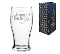 All Things Personalised Engraved 30th Birthday Gift, Tulip Pint Glass, Holds 20oz, 590ml, Gift Boxed, Happy Birthday Balloon Design, Gift for Him or Her, Laser Engraved in The UK