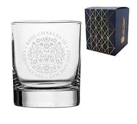 All Things Personalised Engraved Commemorative Coronation of the King Whisky Tumbler Official Coronation Emblem Whisky Glass to Commemorate the Coronation of King Charles III and The Queen Consort