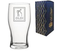 All Things Personalised Engraved Novelty Pint Glass with Oldi Design, Gift Box Included, Laser Engraved, Gift for Dad Grandad Colleague Retirement, Funny Gift, Add an Optional Message