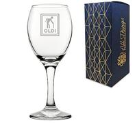 All Things Personalised Engraved Novelty Wine Glass with Oldi Design, Gift Box Included, Laser Engraved, Gift for Dad Grandad Colleague Retirement, Funny Gift, Add an Optional Message