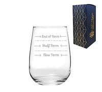All Things Personalised Novelty Engraved Large Stemless Wine or Water Glass Funny Teacher Gift, End of Term, Half Term, New Term, 19oz/354ml Glass, Laser Engraved and Gift Boxed in The UK