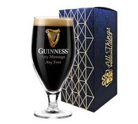 All Things Personalised Official Stemmed Guinness Pint Glass, Engrave with Any Message for Any Occasion, Stylize with a Variety of Fonts, Laser Engraved, Gift Box Included