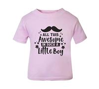 All This Awesome in Such a Little boy [BBY6] Short Sleeve Cotton Toddler t Shirt, 1-2 Years, Pastel Pink