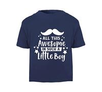 All This Awesome in Such a Little boy [BBY6] Short Sleeve Cotton Toddler t Shirt, 3-4 Years, Navy