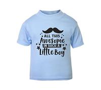 All This Awesome in Such a Little boy [BBY6] Short Sleeve Cotton Toddler t Shirt, 3-4 Years, Pastel Blue
