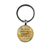 All Those Who Wander Are Lost J.R.R.Tolkien Glass Dome Pendant Vintage Art Picture Keychain Best Gift
