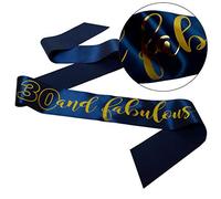All Tied Up UK Ltd - 30th Birthday SASH | 30 and Fabulous Sash | Thirtieth Birthday Gift Luxurious Sash (Navy Blue)