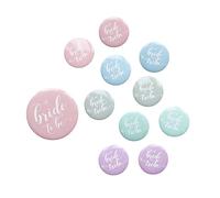 All Tied Up UK Ltd Pastel Bride Tribe Badges, Bride to Be Pin Set, Pack of 11, Lilac, Pink, Blue, Grey, Turquoise